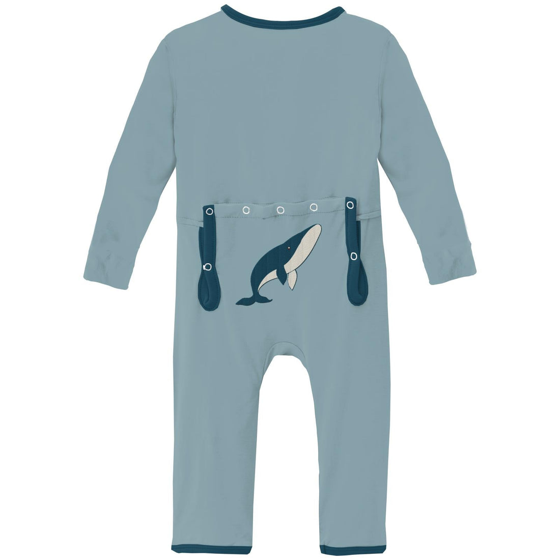 Applique Coverall with Snaps in Stormy Sea Whale