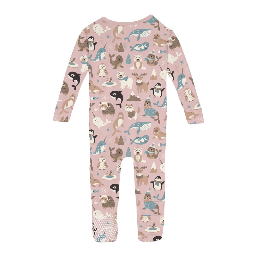 Print Convertible Coverall in Baby Rose Arctic Animals