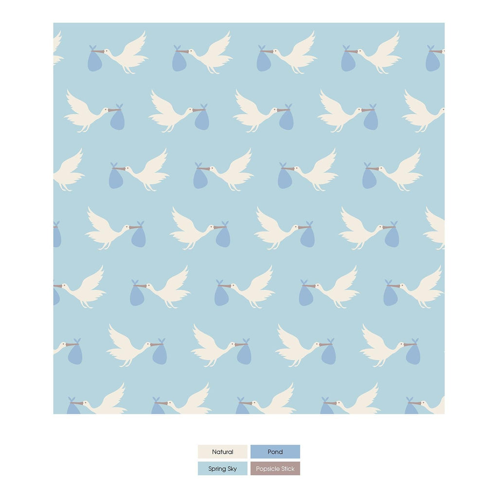 Print Convertible Sleeper with Zipper in Spring Sky Stork