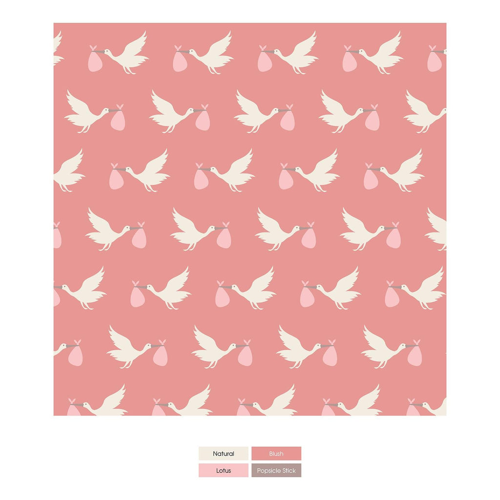 Print Convertible Sleeper with Zipper in Blush Stork