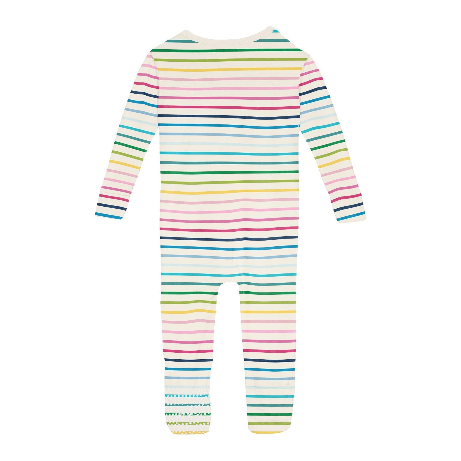 Print Convertible Sleeper with Zipper in Happy Stripe