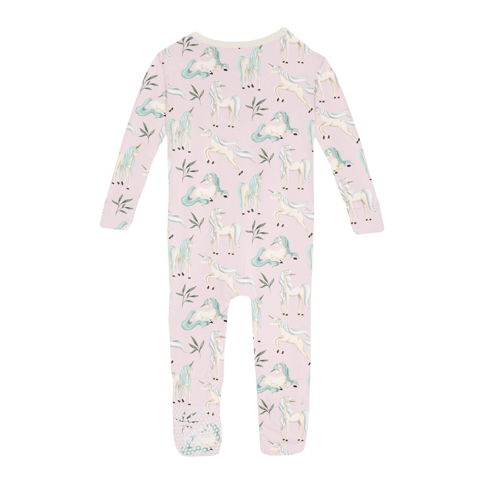 Print Convertible Sleeper with Zipper in Shrinking Violet Sleeping Unicorns