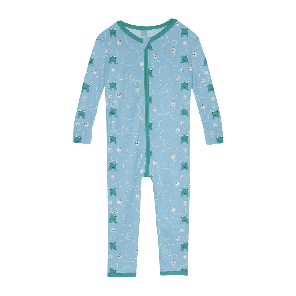 Print Convertible Sleeper with Zipper in Seaside Blue Frogs & Flies