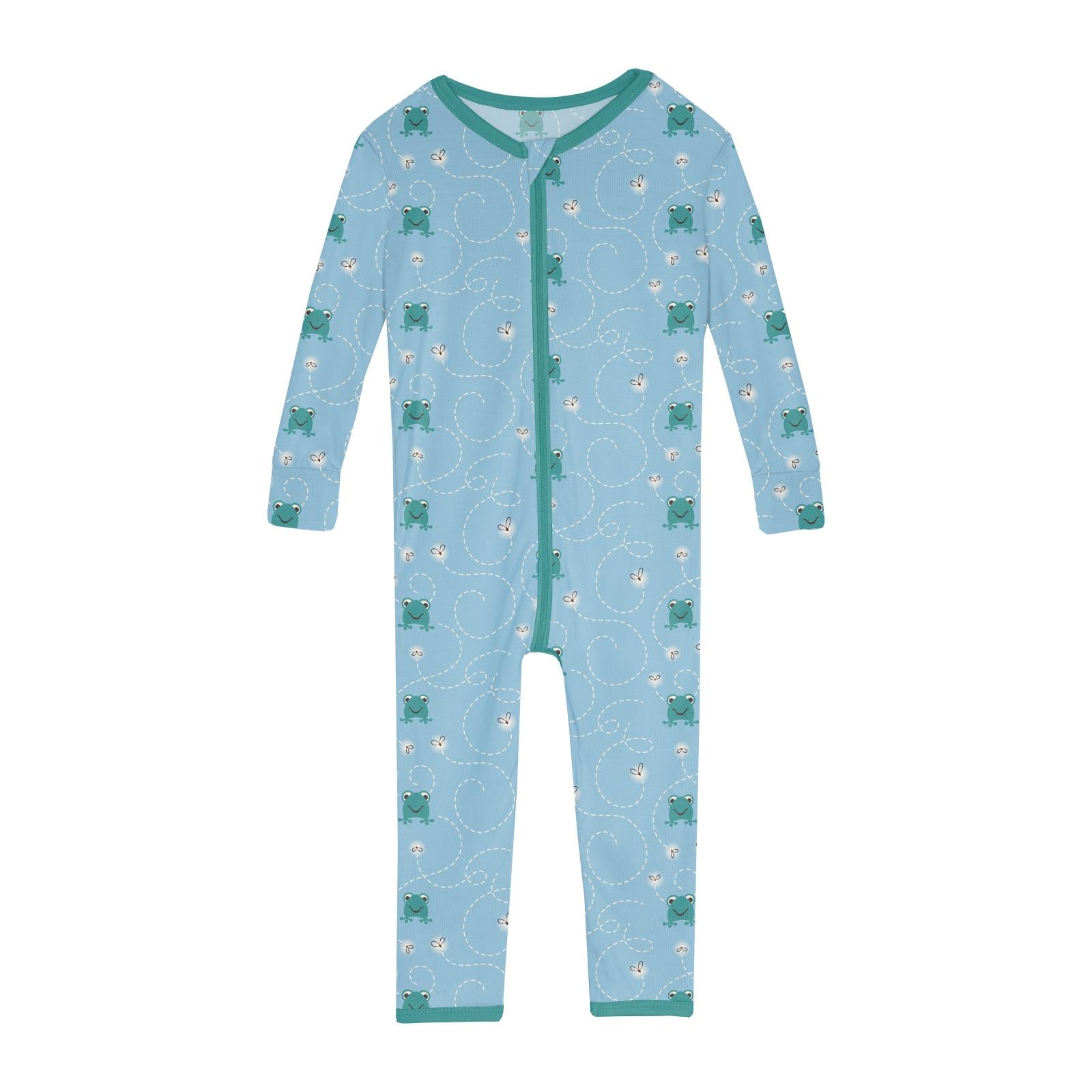 Print Convertible Sleeper with Zipper in Seaside Blue Frogs & Flies