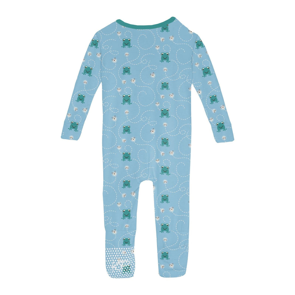 Print Convertible Sleeper with Zipper in Seaside Blue Frogs & Flies
