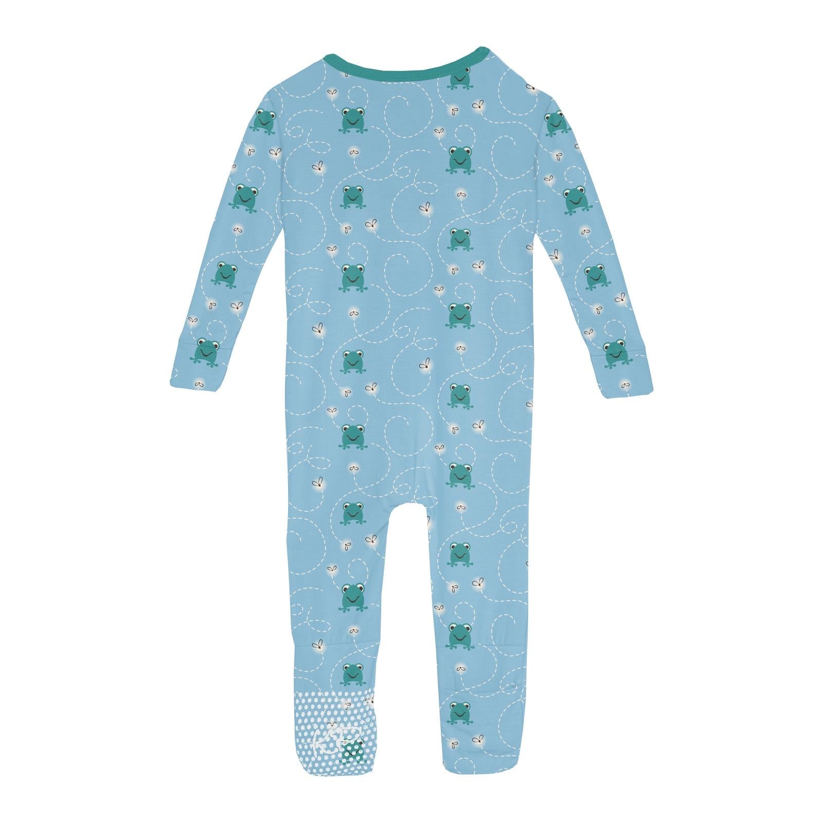 Print Convertible Sleeper with Zipper in Seaside Blue Frogs & Flies