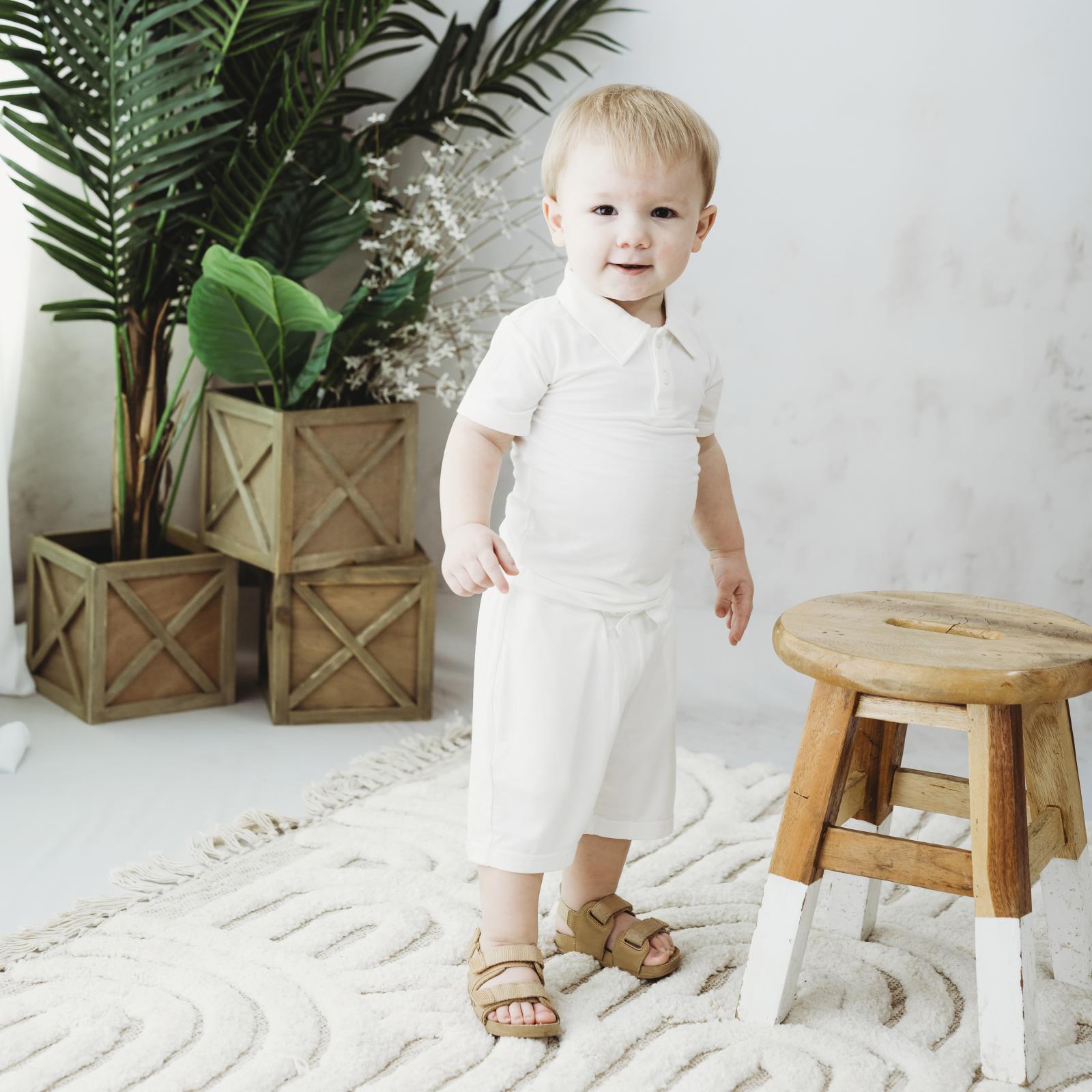 Short Sleeve Polo in Natural