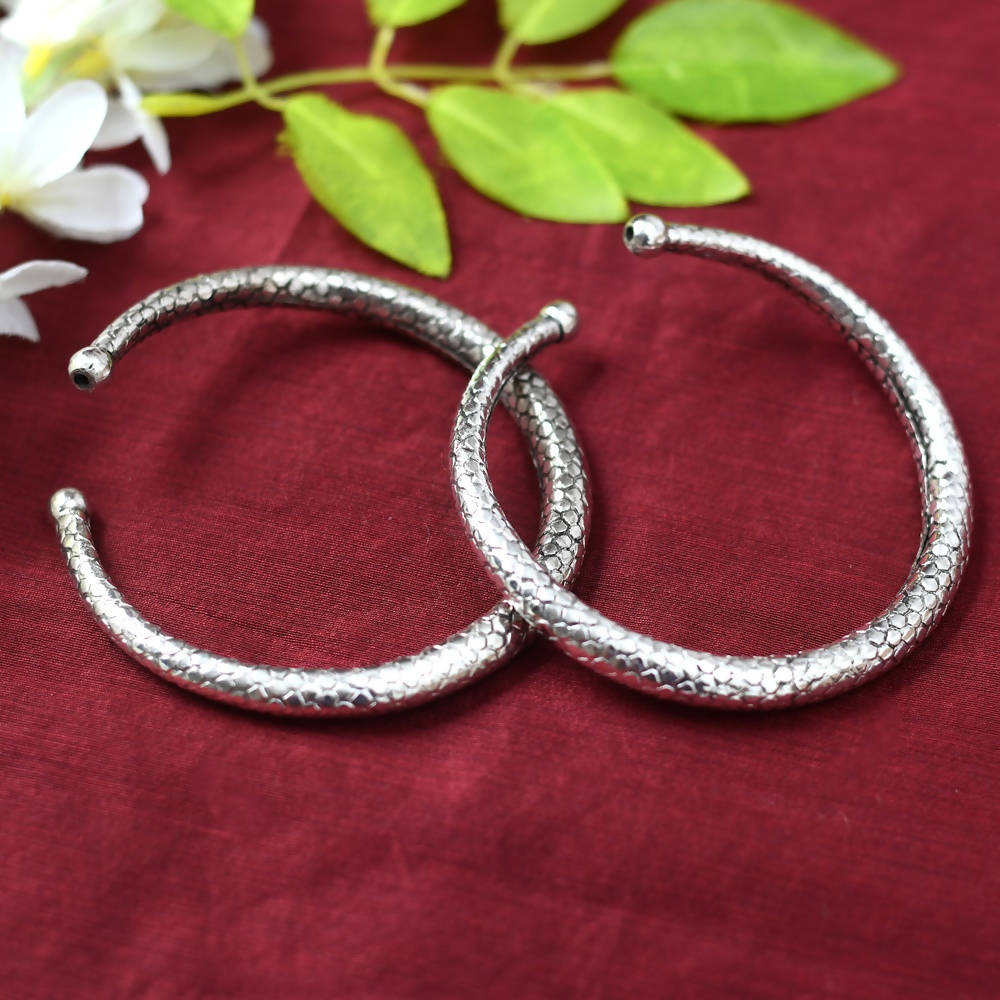 Minimalist Oxidised Silver Plain Kadiyam Anklets