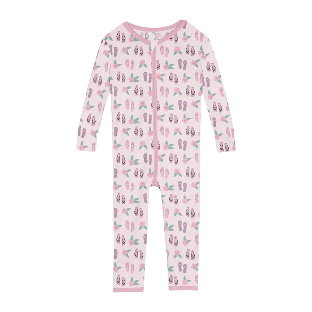 Print Convertible Sleeper with Zipper in Shrinking Violet Flip Flops and Flowers