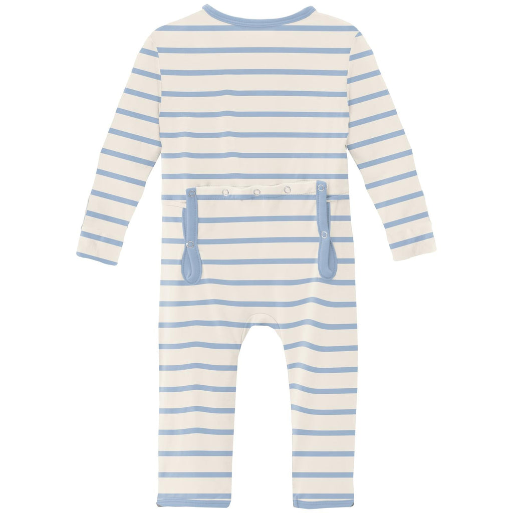 Print Coverall with 2 Way Zipper in Pond Sweet Stripe