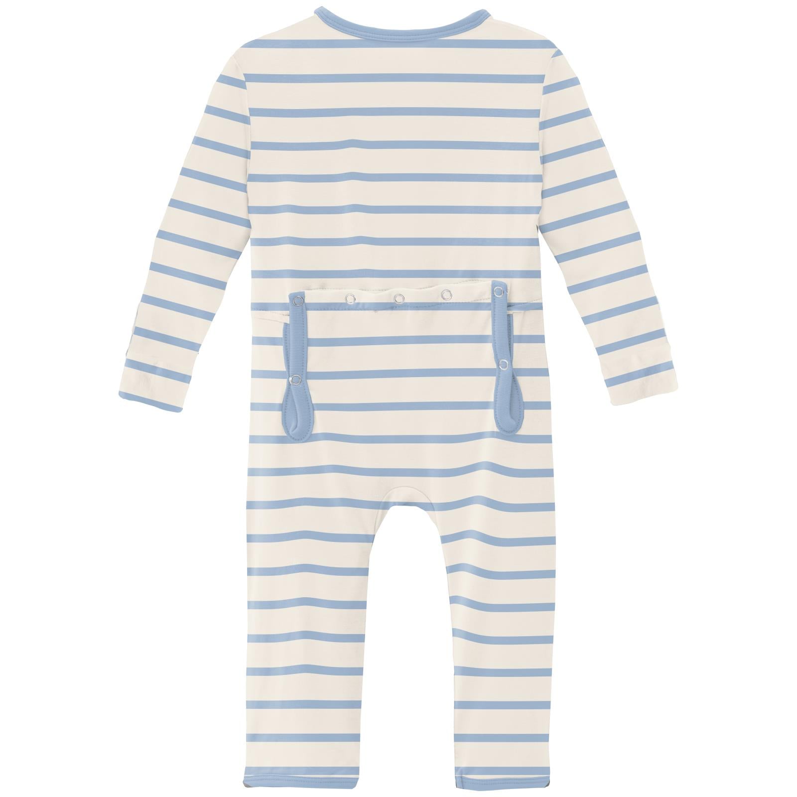 Print Coverall with 2 Way Zipper in Pond Sweet Stripe