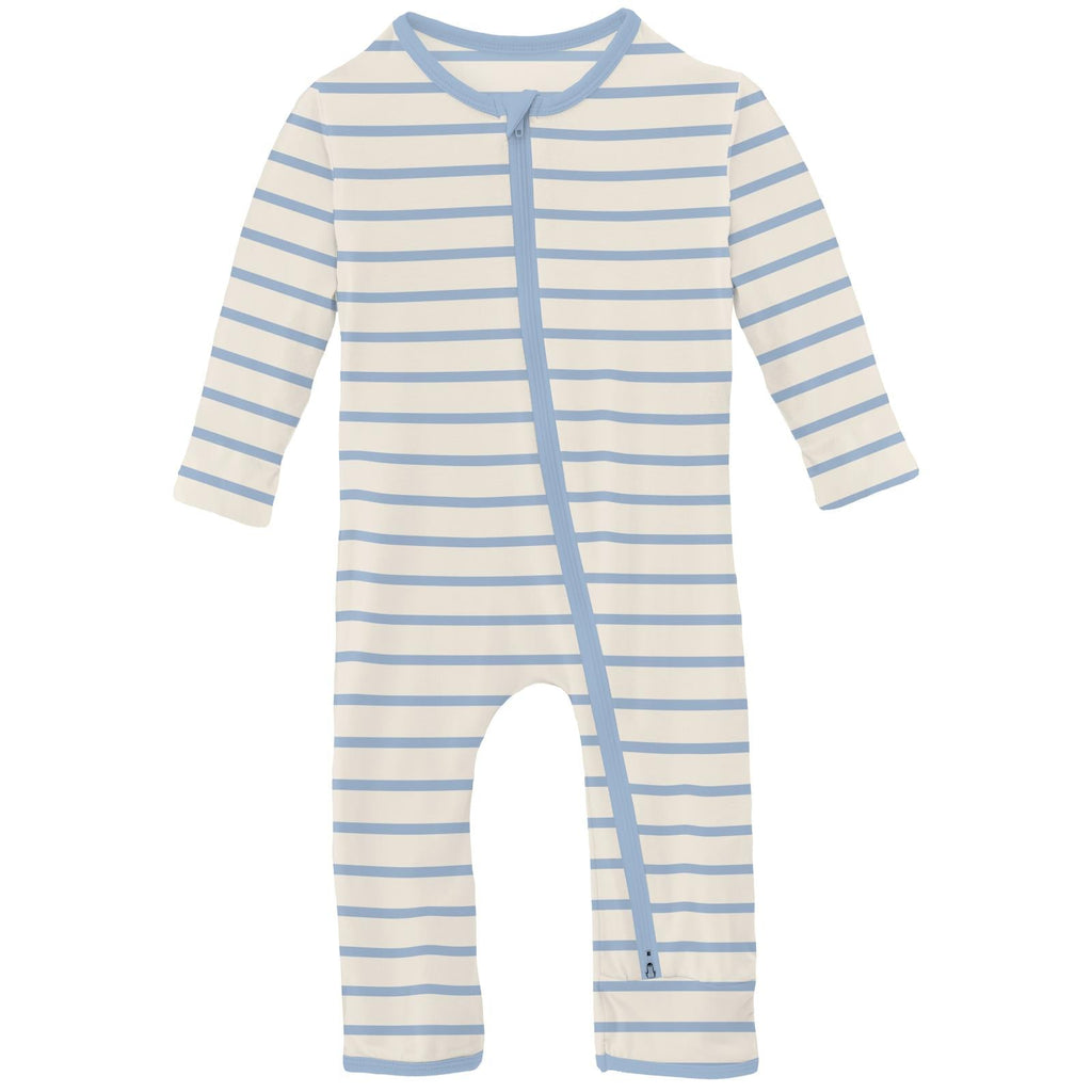 Print Coverall with 2 Way Zipper in Pond Sweet Stripe
