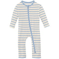 Print Coverall with 2 Way Zipper in Pond Sweet Stripe