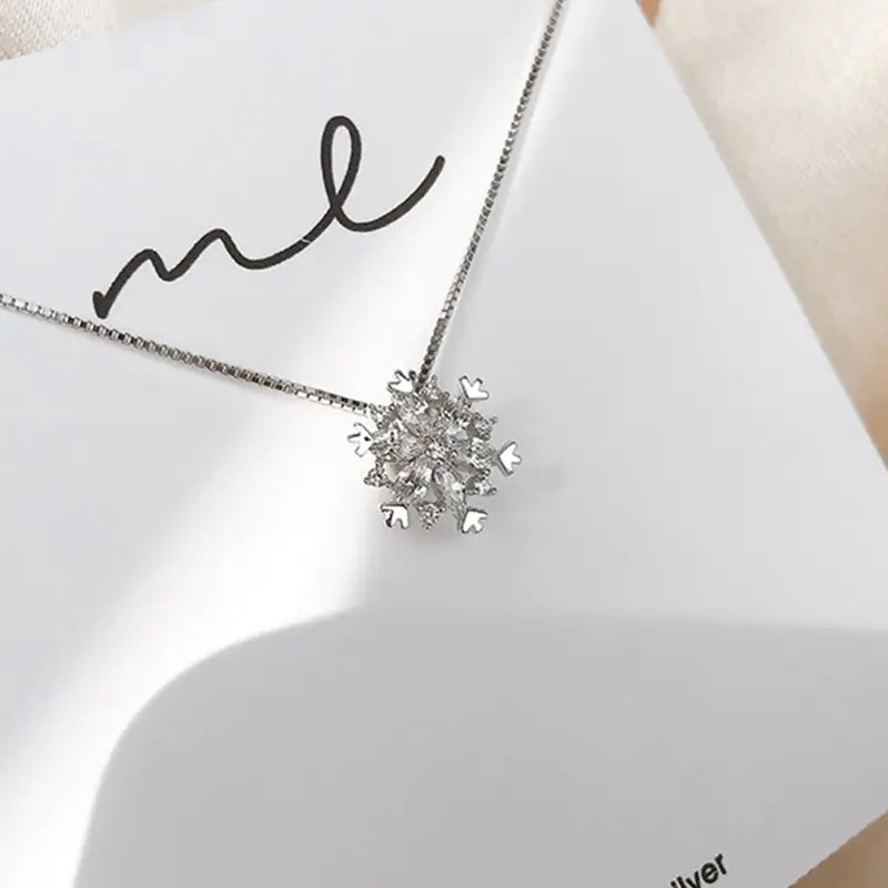 925 Silver Snowflake Pendant Necklace for Women
