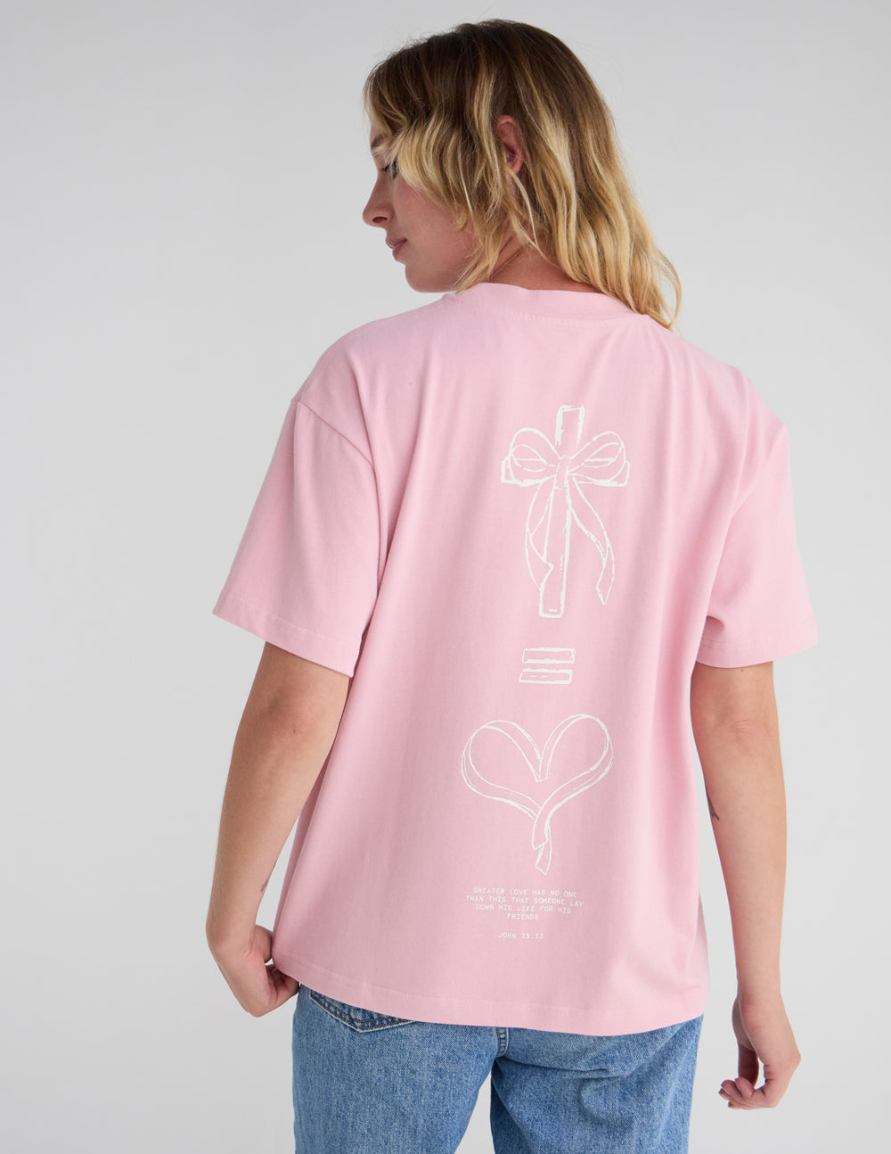 No Greater Love Unisex Cotton Graphic Tee - Relaxed Nectar Pink