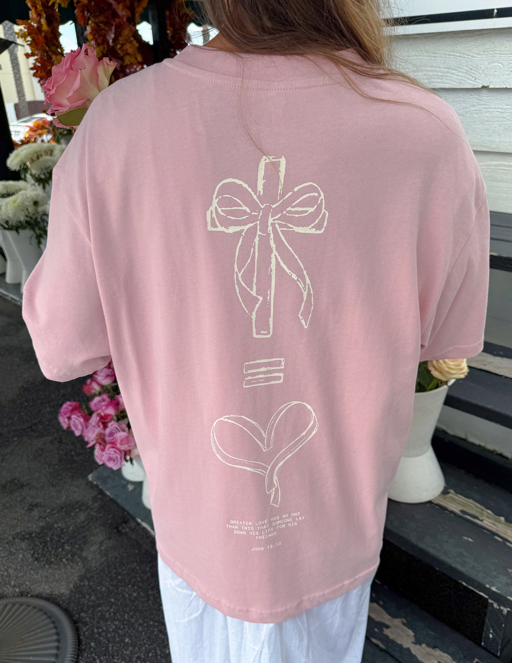 No Greater Love Unisex Cotton Graphic Tee - Relaxed Nectar Pink