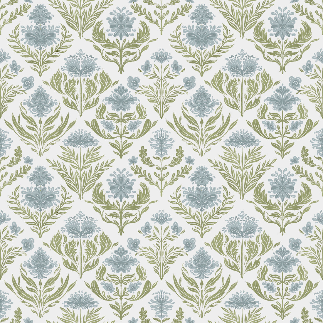 Nolie Floral Wallpaper in Green and Beige Traditional Boho