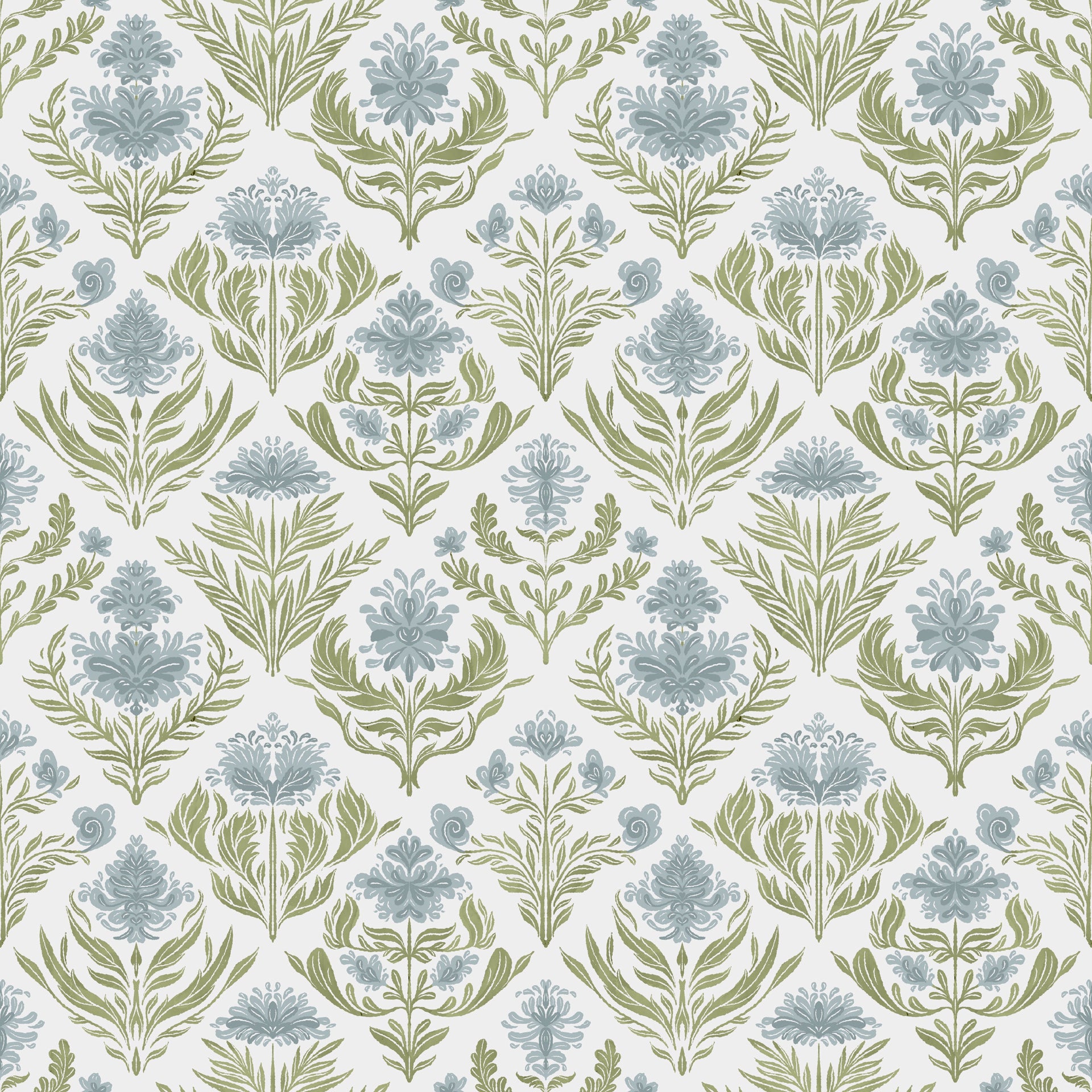 Nolie Floral Wallpaper in Green and Beige Traditional Boho