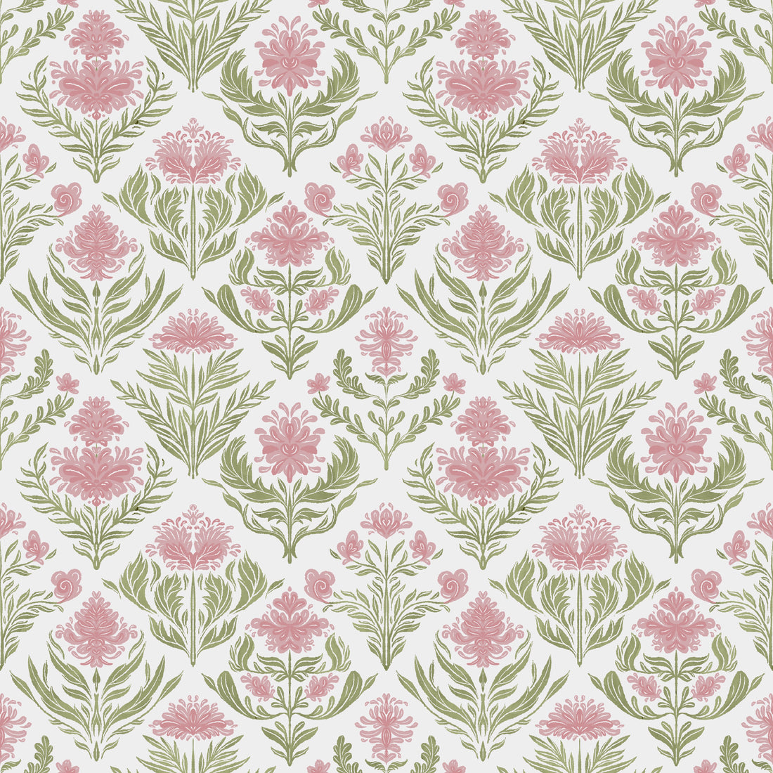 Nolie Floral Wallpaper in Green and Beige Traditional Boho