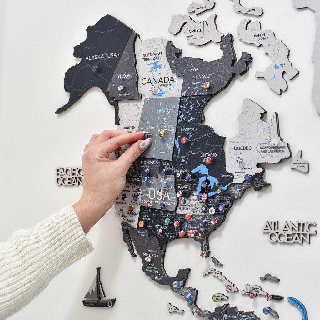 3D Wooden World Map Nordik Modern Minimalist Wall Art