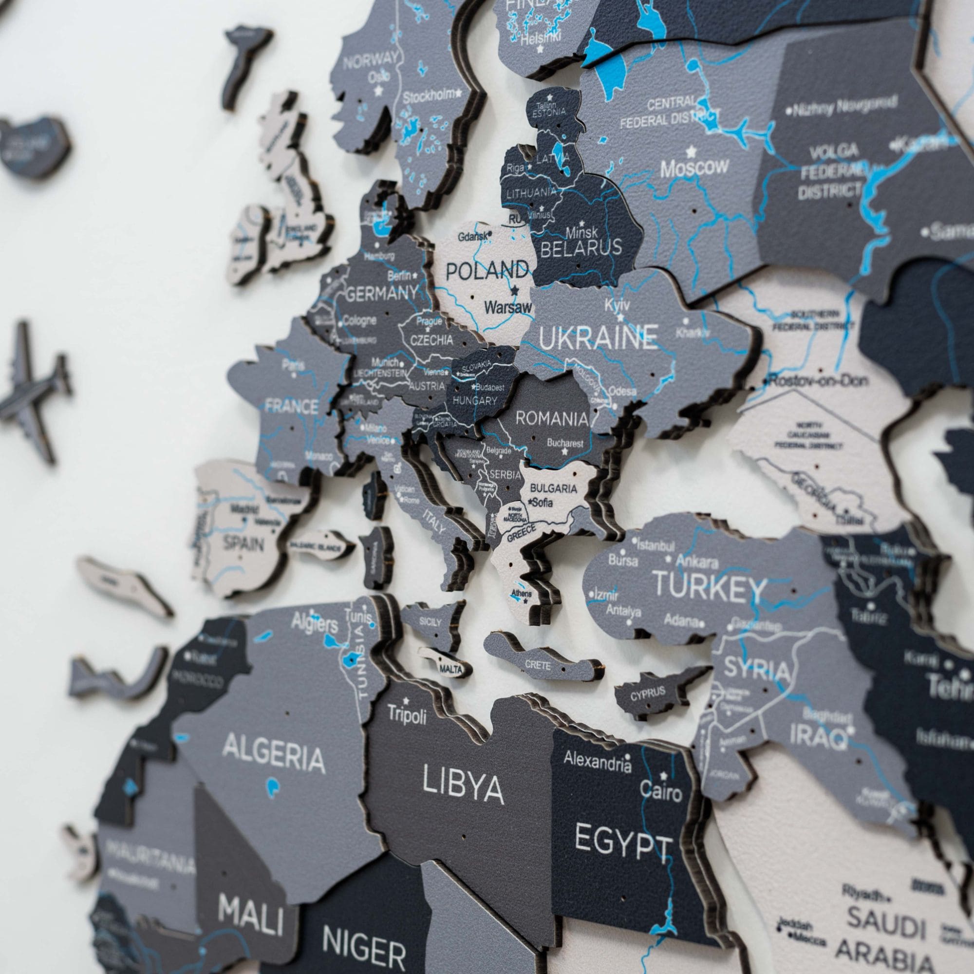 3D Wooden World Map Nordik Modern Minimalist Wall Art