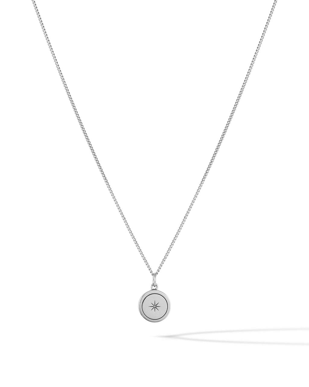 North Star Pendant Necklace in Sterling Silver with Rhodium Plating