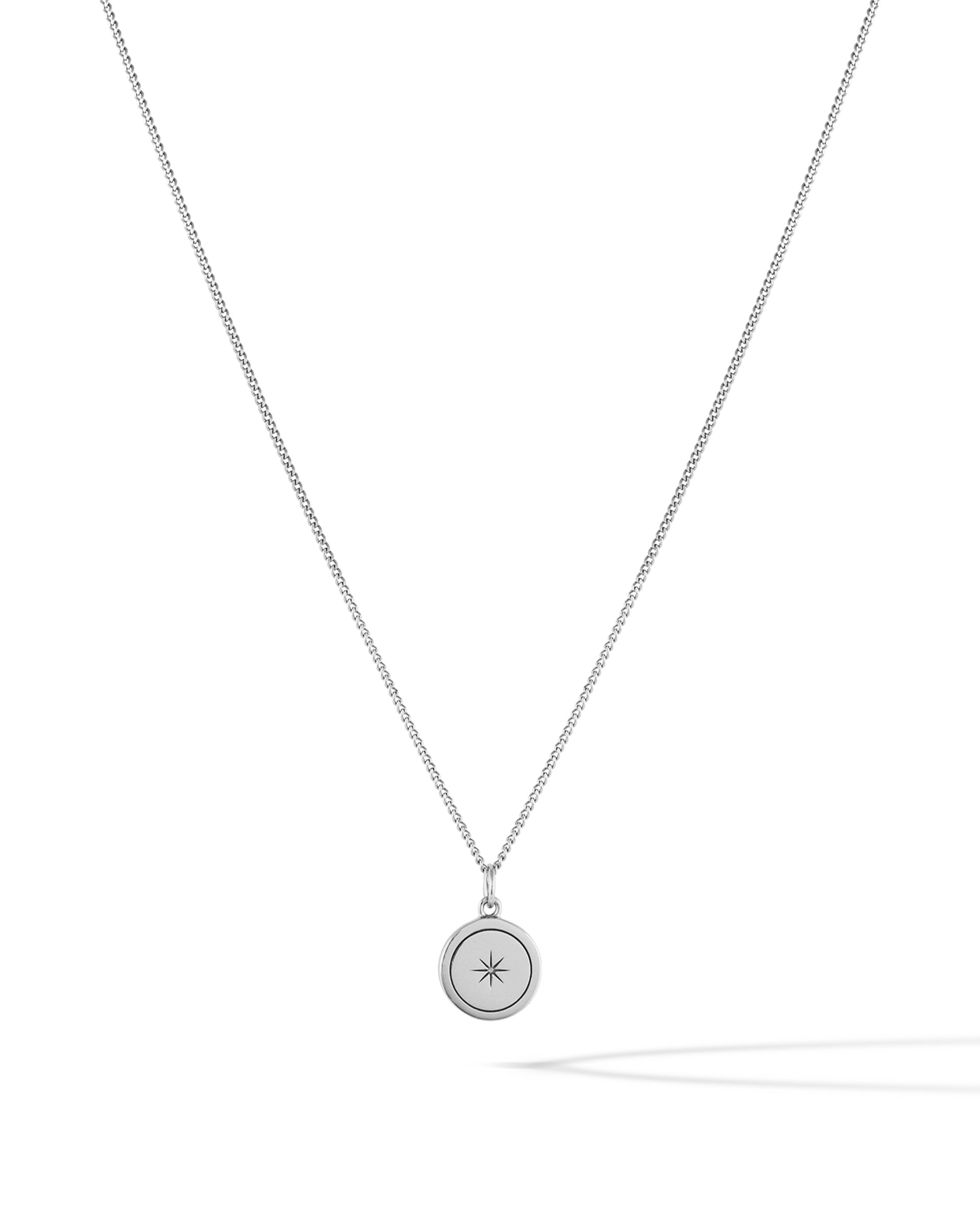 North Star Pendant Necklace in Sterling Silver with Rhodium Plating