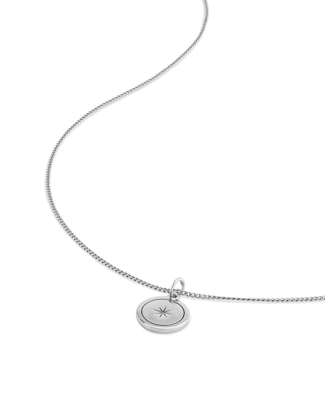 North Star Pendant Necklace in Sterling Silver with Rhodium Plating