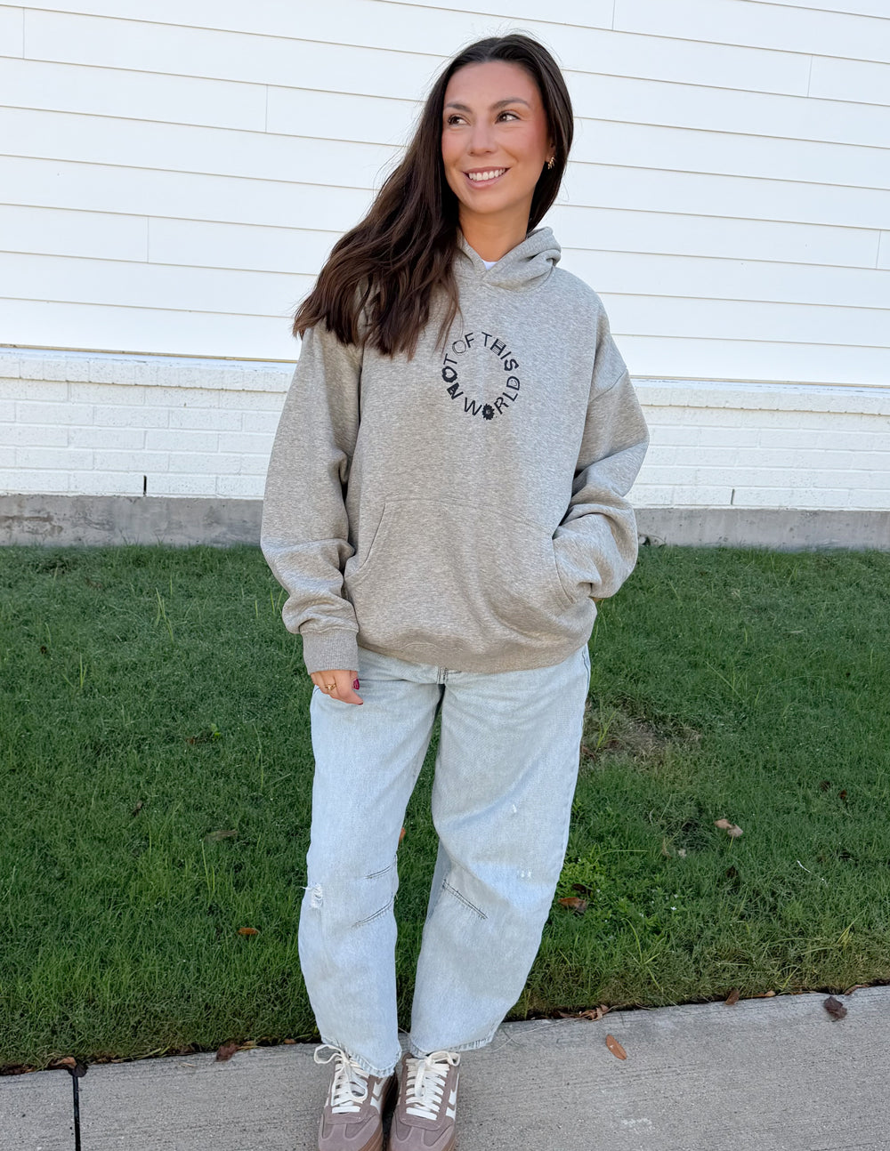 Not of This World Unisex Hoodie in Heather Greige Cotton Blend