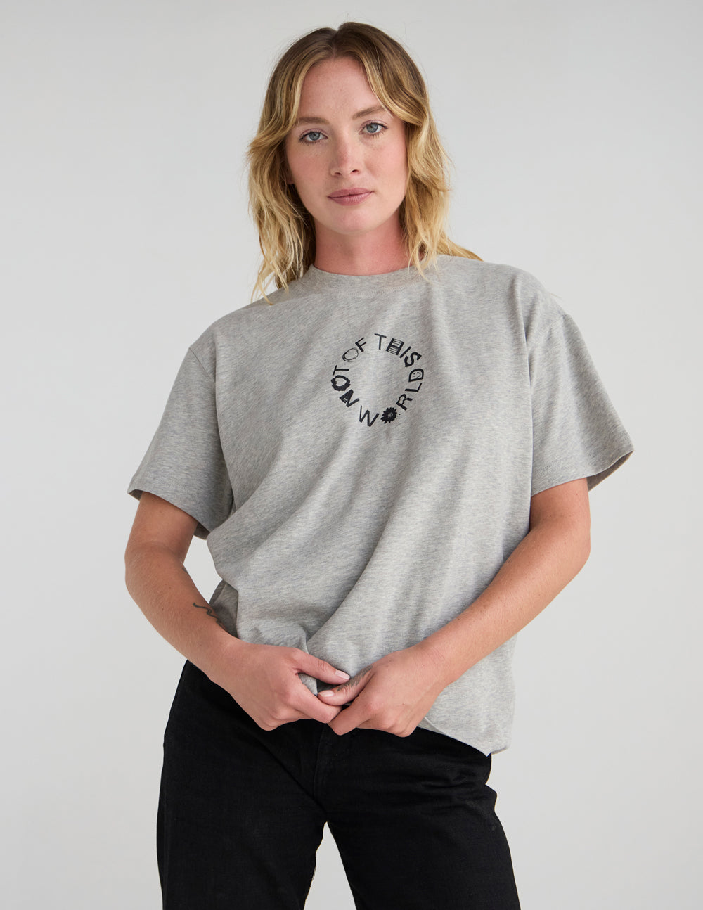 Not of This World Unisex Tee in Heather Greige Oversized Fit