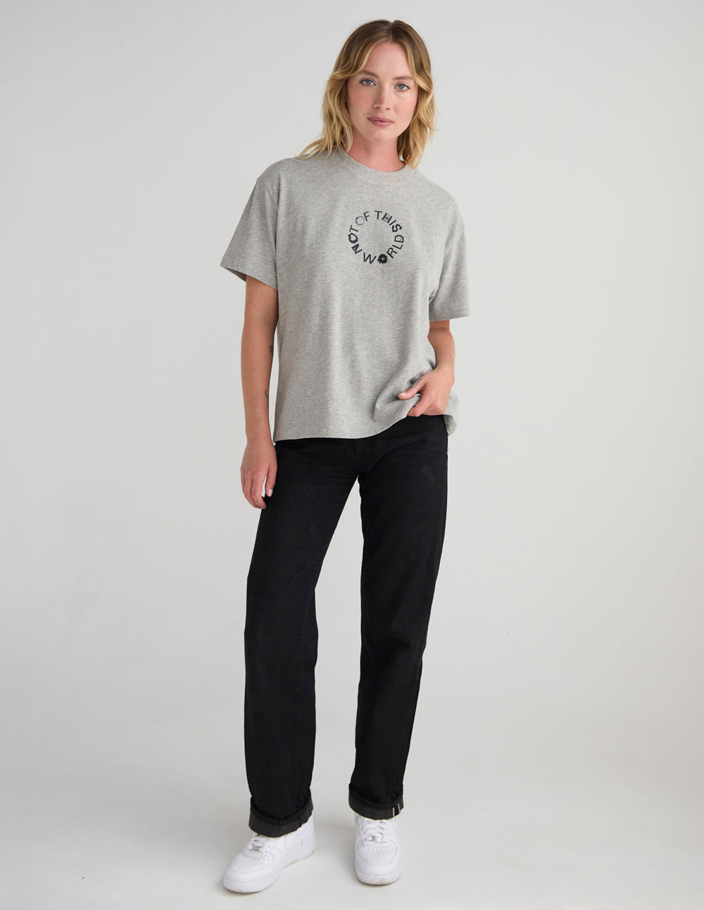 Not of This World Unisex Tee in Heather Greige Oversized Fit