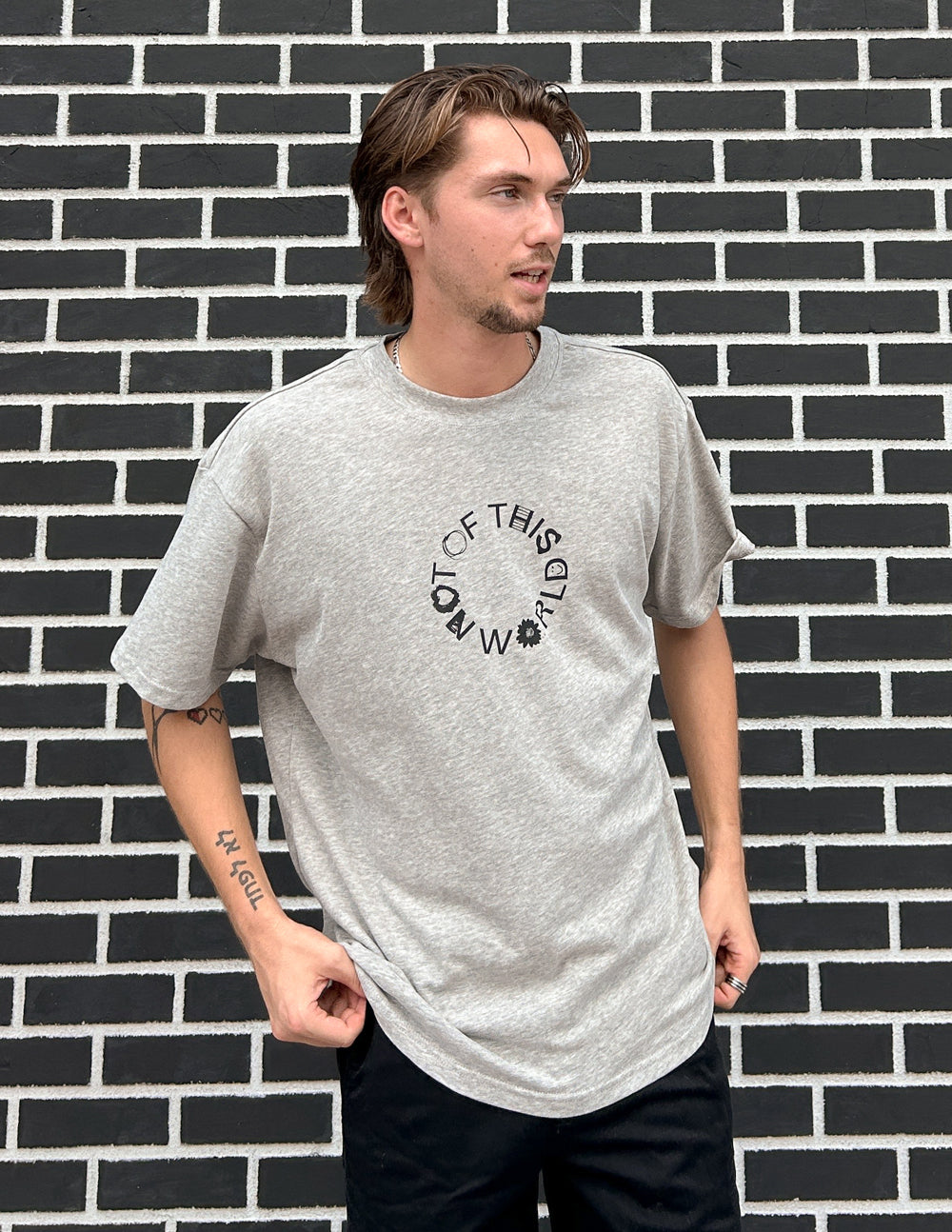 Not of This World Unisex Tee in Heather Greige Oversized Fit