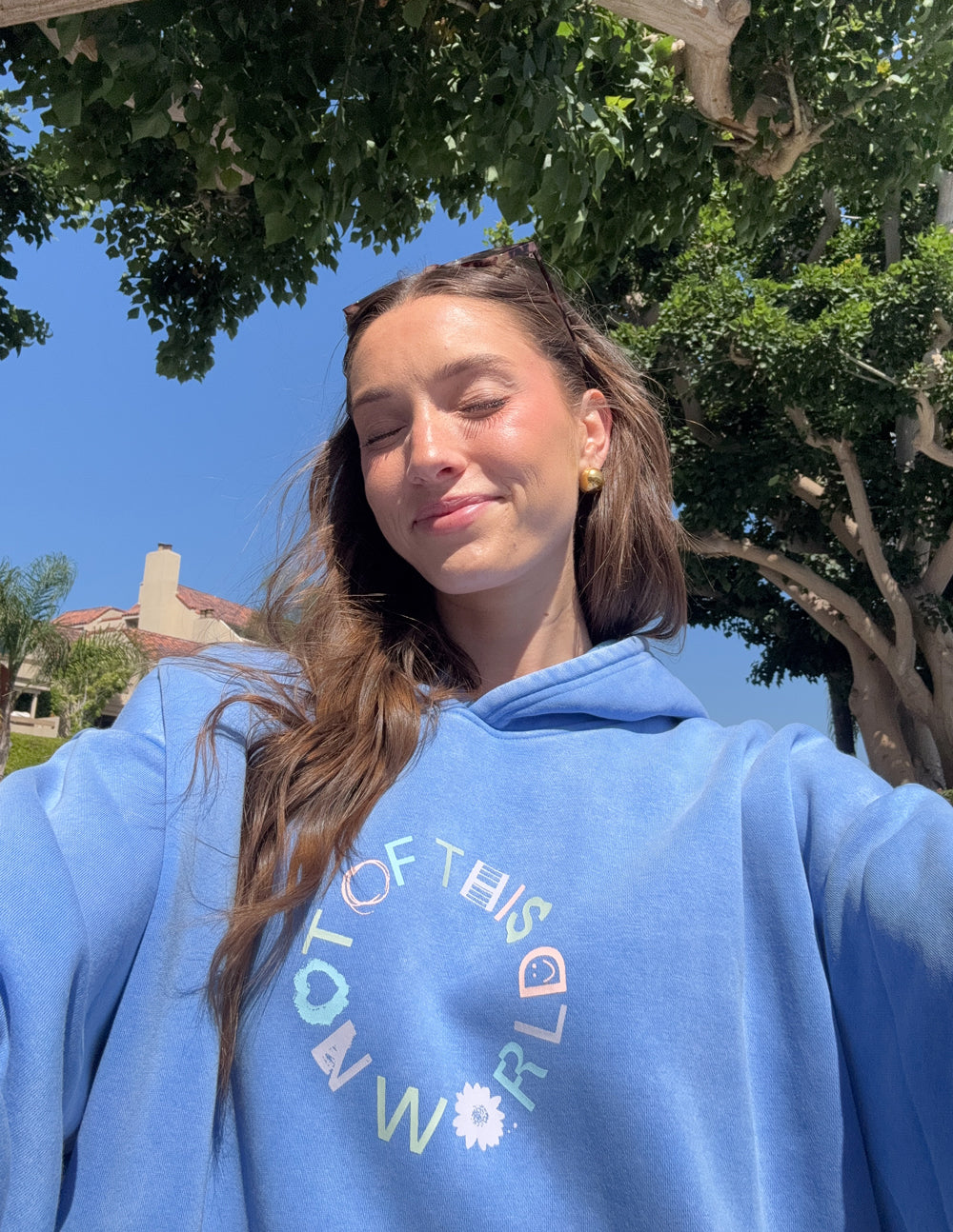 Not of This World Unisex Hoodie in Provence Blue Streetwear Style