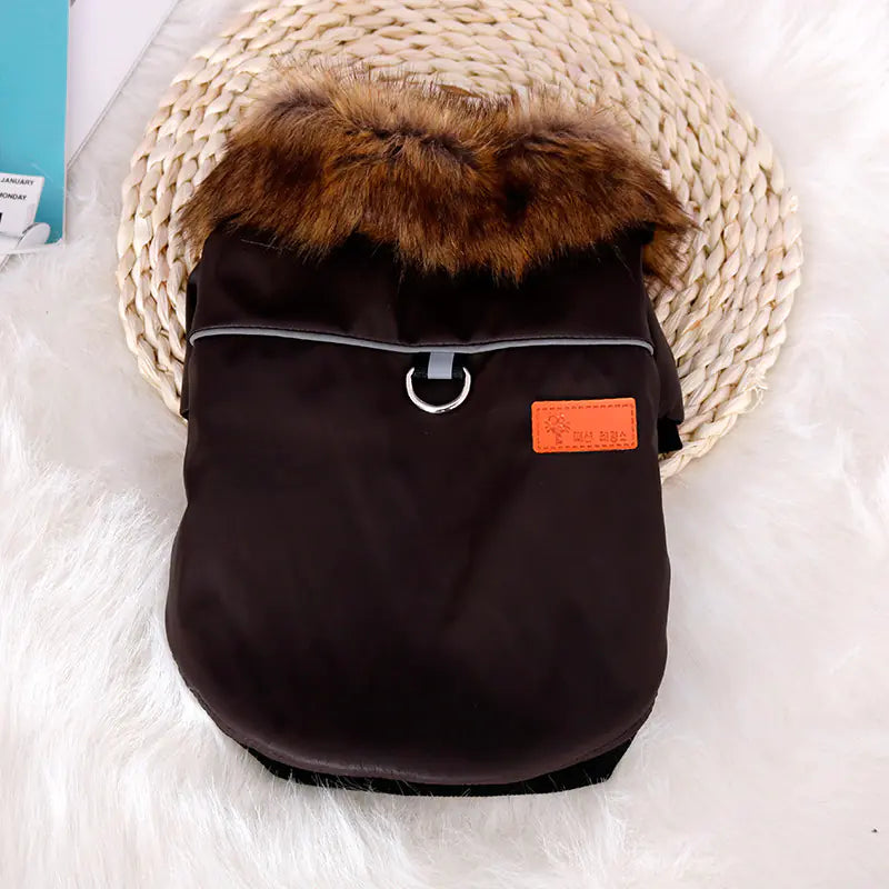 Reflective Warm Pet Fur Coat with Collar