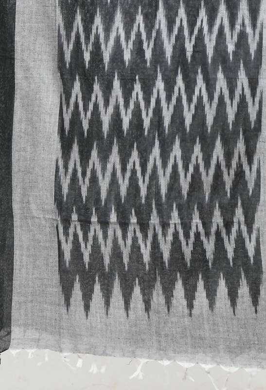 Women's Handloom Cotton Ikkat Black Dupatta Traditional Stole