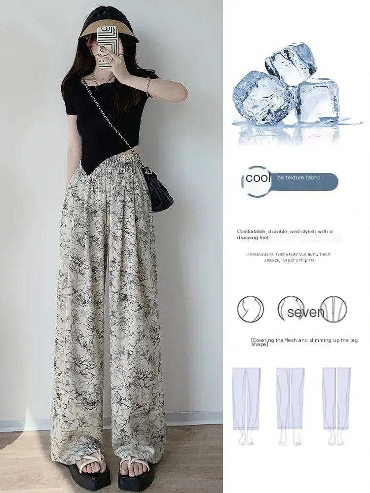 Women's Floral Bohemian Wide Leg Beach Pants High Waist - Image 2