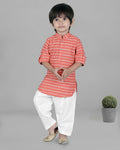 Joban Fashion Kids Island Cotton Full Sleeves Striped Kurta and Pyjama- Peach