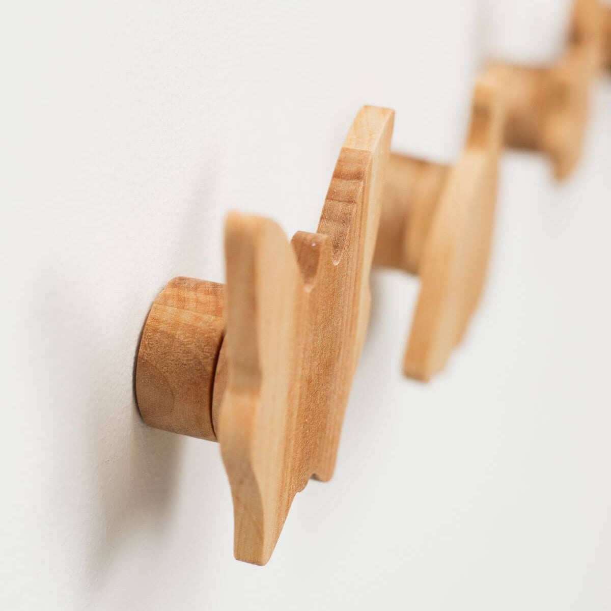 Wooden Animal Wall Hooks for Nursery – Minimalist Forest Decor