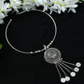 Hasli design choker necklace in oxidised silver-plated brass finish