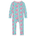 Print Coverall with 2 Way Zipper in Pool Party