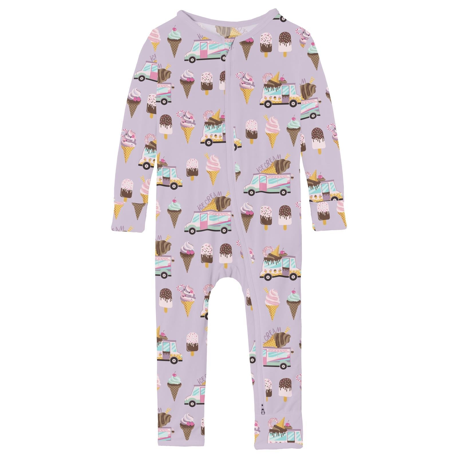 Print Coverall with 2 Way Zipper in Thistle Ice Cream Truck