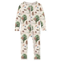 Print Coverall with 2 Way Zipper in Natural Tree House
