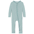 Print Coverall with 2 Way Zipper in Jade Wavy Lattice