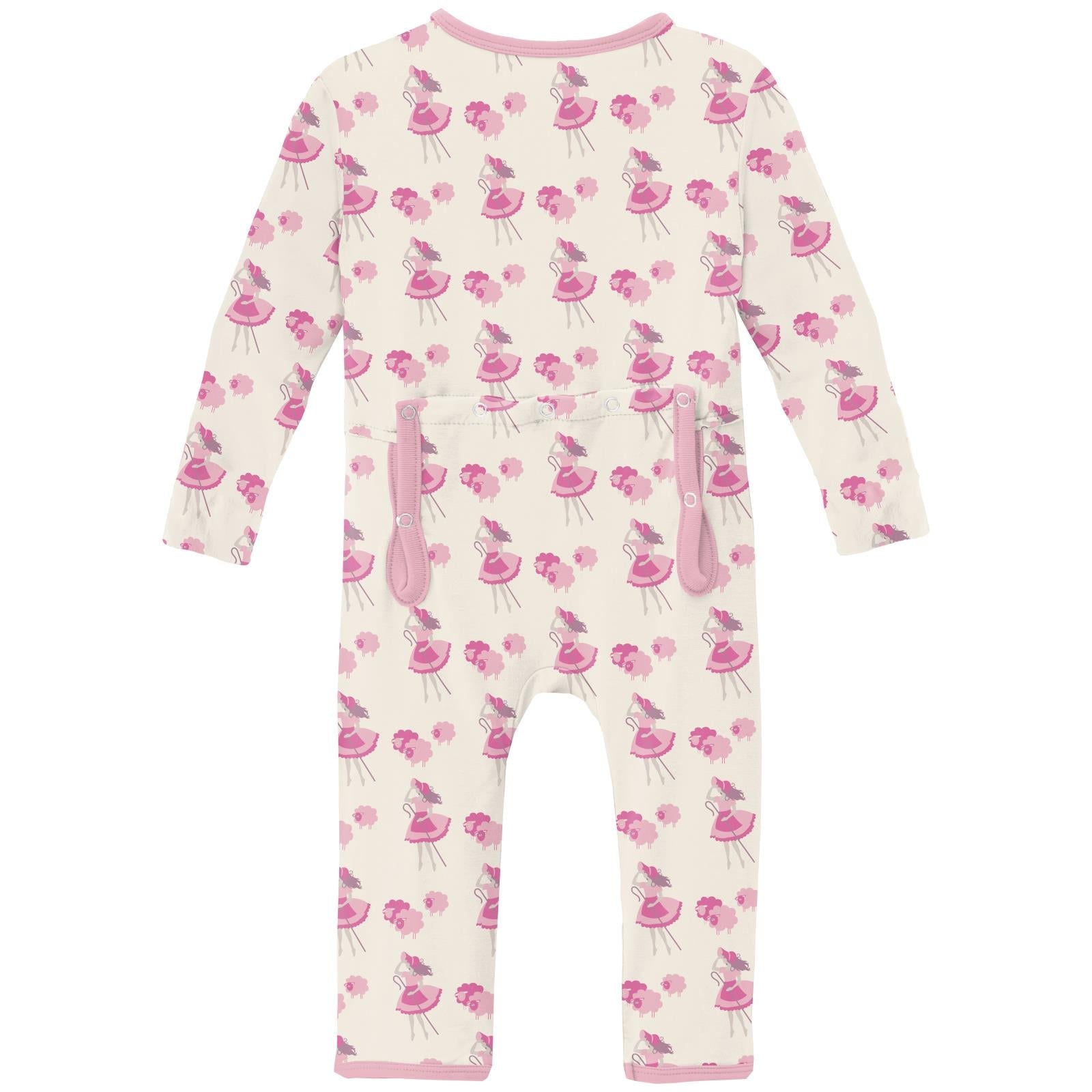 Print Coverall with 2 Way Zipper in Natural Little Bo Peep