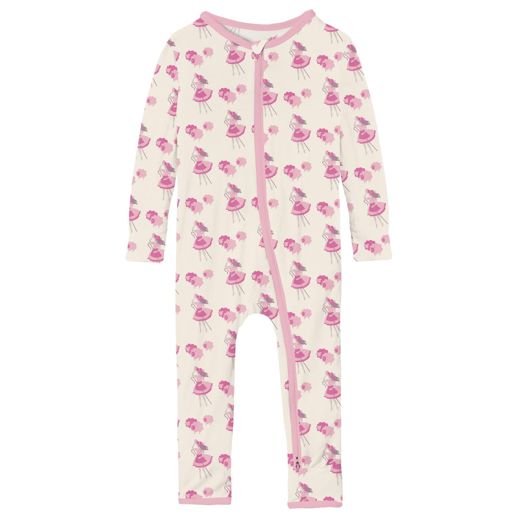 Print Coverall with 2 Way Zipper in Natural Little Bo Peep