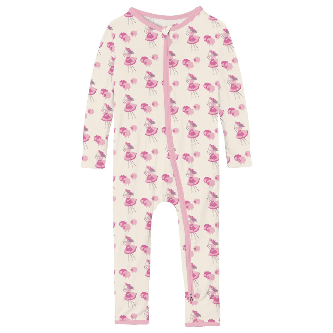 Print Coverall with 2 Way Zipper in Natural Little Bo Peep