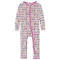 Print Coverall with 2 Way Zipper in Latte 3 Little Kittens