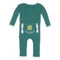 Holiday Applique Coverall in Shady Glade Lucky Clover