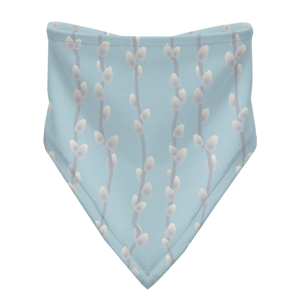 Print Bandana Bib Set of 3 in Spring Sky Pussy Willows, Natural and April Showers Stripe