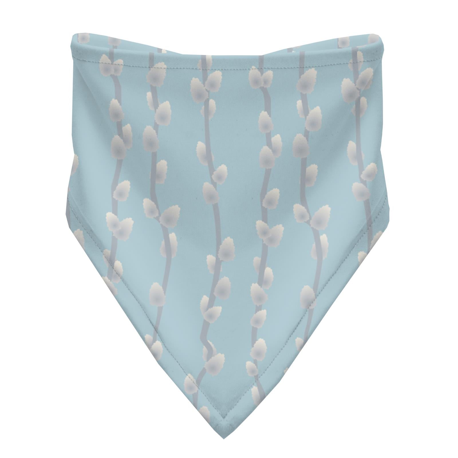 Print Bandana Bib Set of 3 in Spring Sky Pussy Willows, Natural and April Showers Stripe